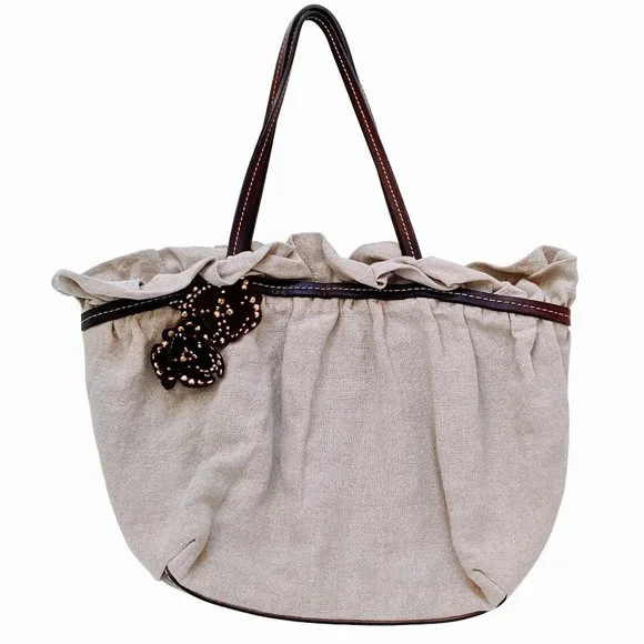 Vintage Moschino Structured Canvas and Leather Tote Bag - Picture 4 of 15